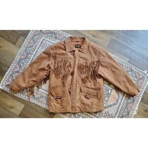 Vintage Scully Leather Western Jacket Fringe Aztec Brown 44